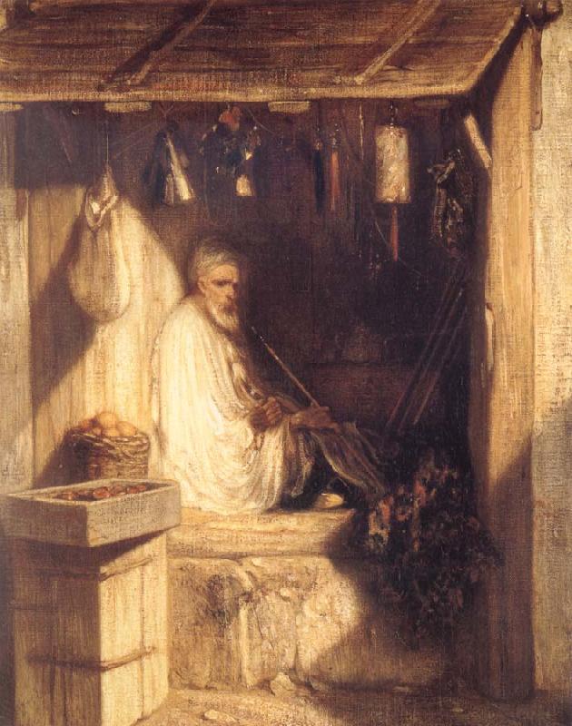 Alexandre Gabriel Decamps Tukish Merchant Smoking in his Shop oil painting picture